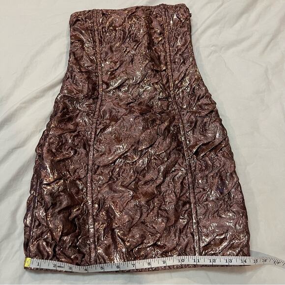 Redemption Womens NWT Textured Rose Gold Mini Tube Dress sz 36 IT 0 US - Picture 11 of 16